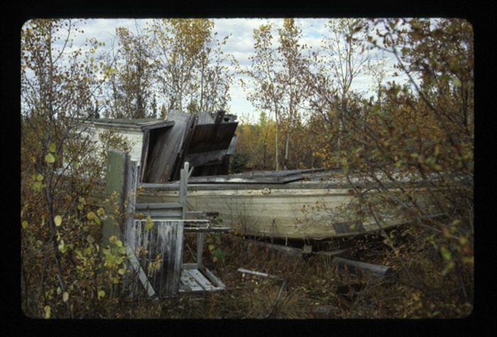 old boat in forest